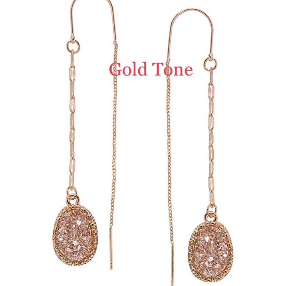 Chain Bar Threaders - Gold-Tone Drop Earrings - Picture 7 of 8